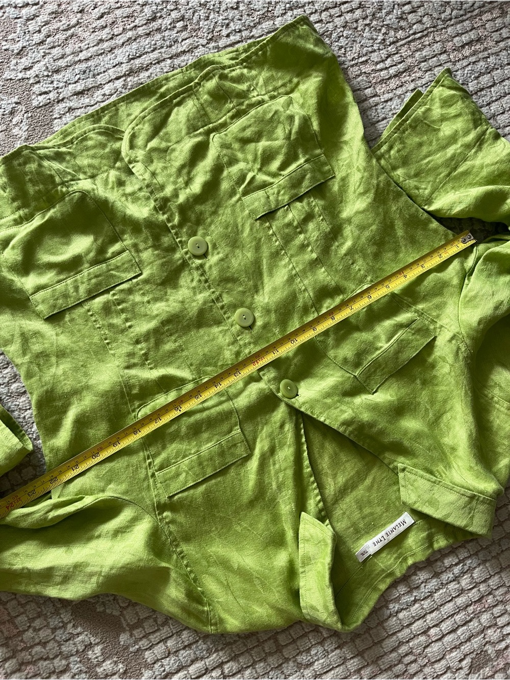 Melanie Lyne Lime Green Linen Blazer Jacket | Coastal Grandmother Summer Size XL - Picture 8 of 9